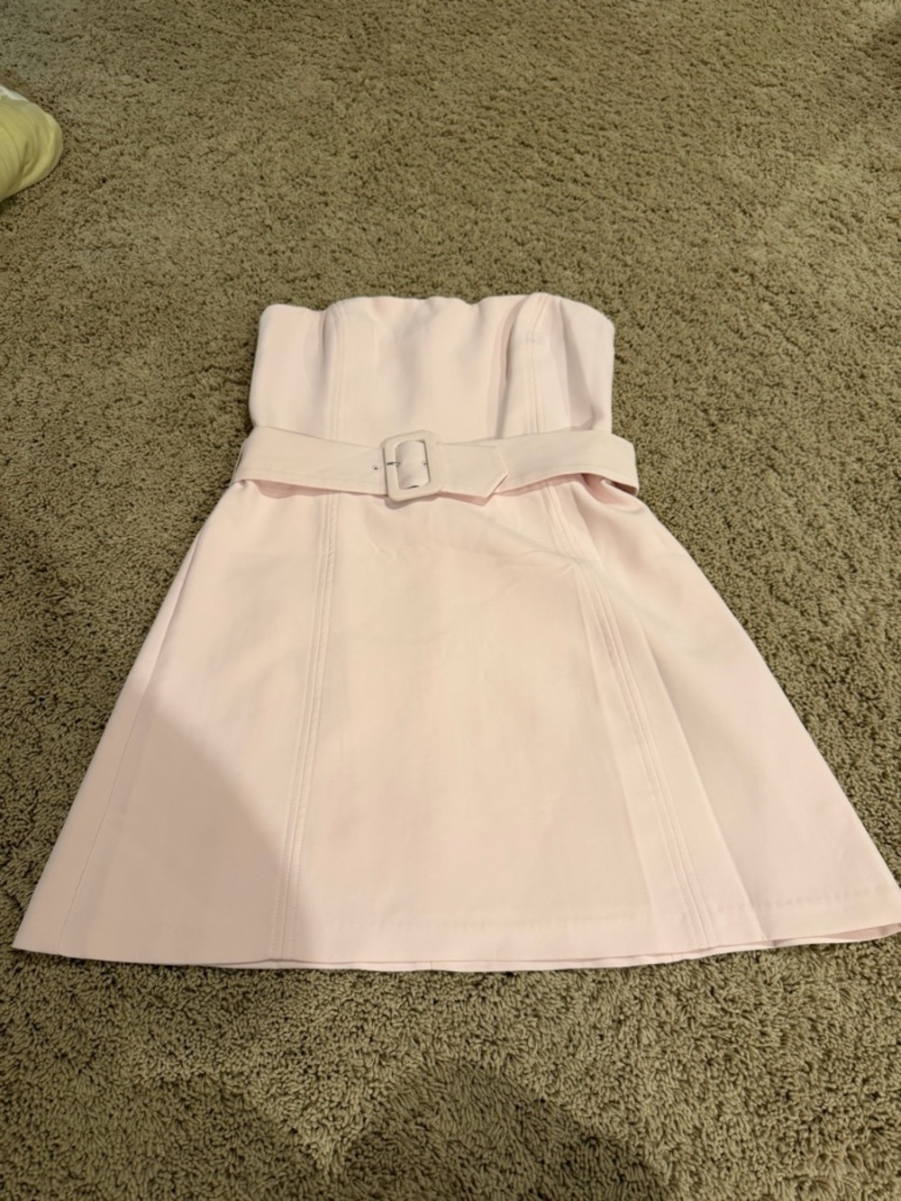 Amanda Uprichard Fae pale pink belted mini dress